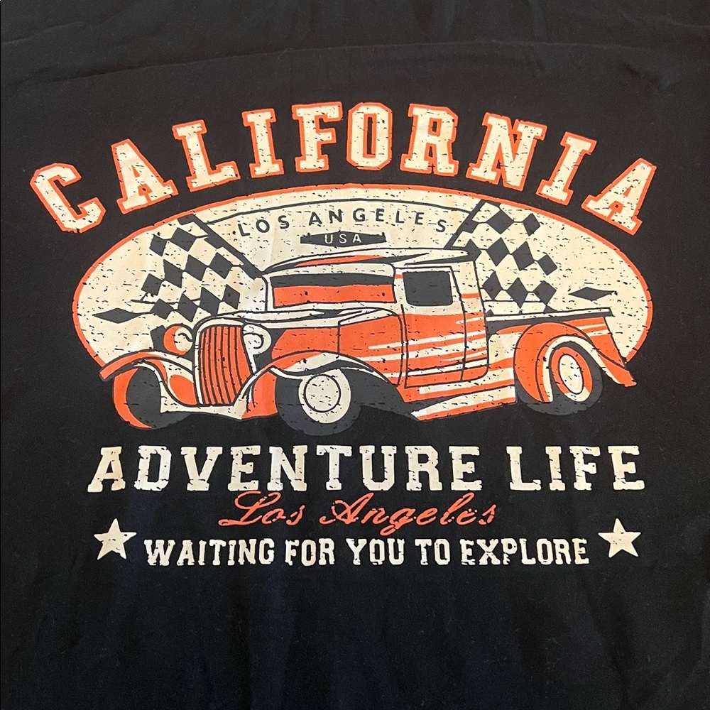 Shein Unisex Graphic TShirt Black/Orange Size Large